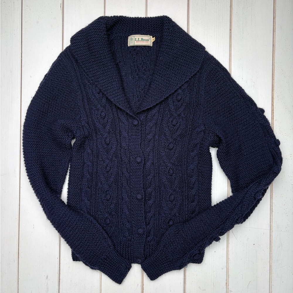 Vintage L.L. Bean Wool Cable Knit Cardigan​